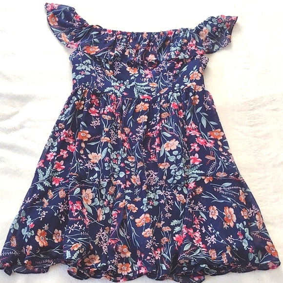Lulu's blue floral off the shoulder mini dress - Picture 4 of 8